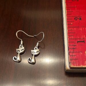 Silver Cat Earrings